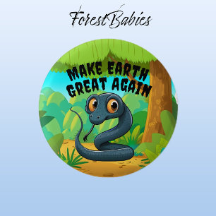 Black Snake, Make Earth Great Again, Environmental 3 Cm Round Badge