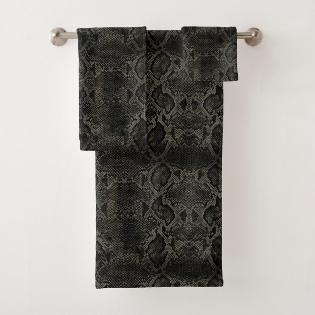 Black Snake print Bath Towel Set (Insitu)