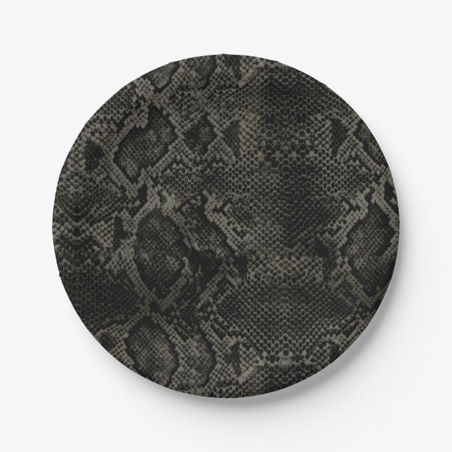 Black Snake print Paper Plate (Front)