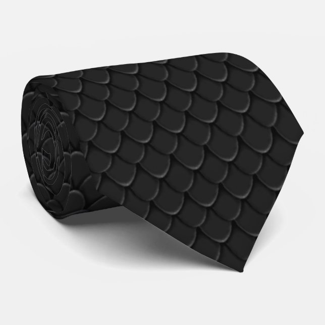 Black Snake Skin Leather style Tie (Rolled)