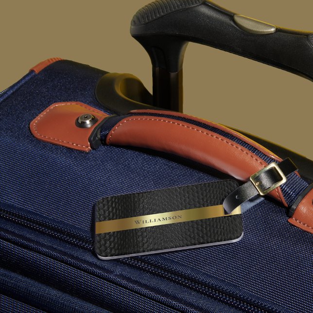 Black Snakeskin Digital Leather Gold Metal Luggage Tag (Creator Uploaded)