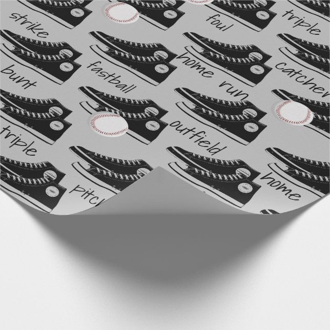 Black Sneakers with Baseball  Wrapping Paper (Corner)