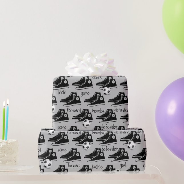 Black Sneakers with Soccer Ball Wrapping Paper (Party Gifts)