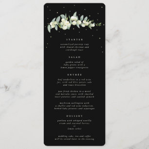 Black Snowberry+Eucalyptus 4 Course Wedding Flat Menu