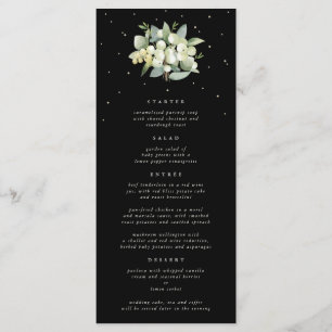 Black Snowberry+Eucalyptus 4 Course Wedding Flat Menu