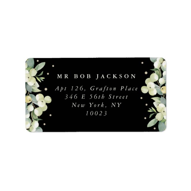 Black Snowberry+Eucalyptus Address Label (Front)