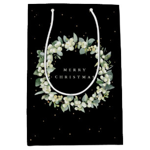 Black Snowberry+Eucalyptus Christmas/Holiday Medium Gift Bag