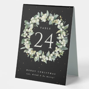 Black Snowberry+Eucalyptus Christmas Table Number