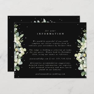 Black Snowberry+Eucalyptus Edged Wedding Info Enclosure Card