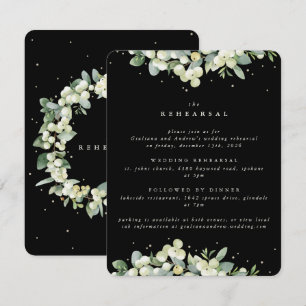 Black Snowberry+Eucalyptus Edged Wedding Rehearsal Enclosure Card