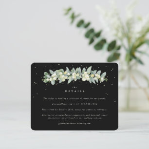Black Snowberry+Eucalyptus Garland Wedding Details Enclosure Card