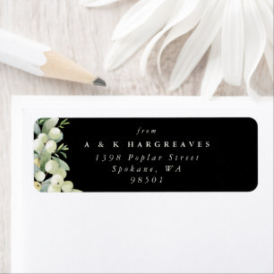 Black Snowberry+Eucalyptus Holiday Return Address