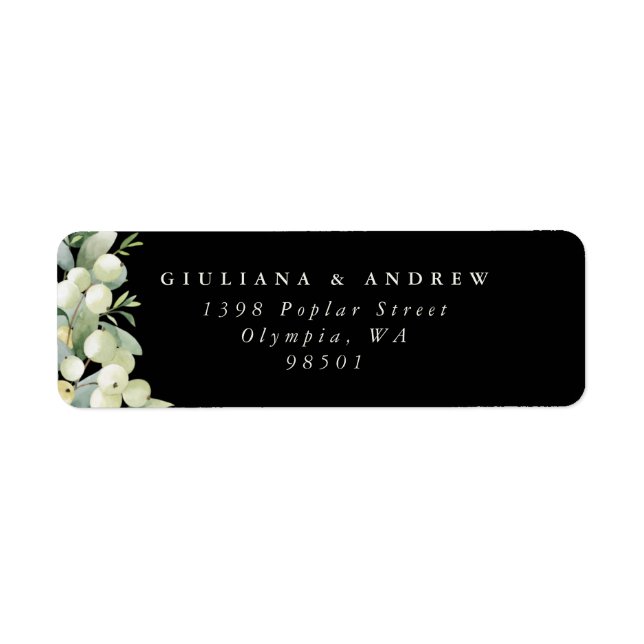 Black Snowberry+Eucalyptus Return Address (Front)