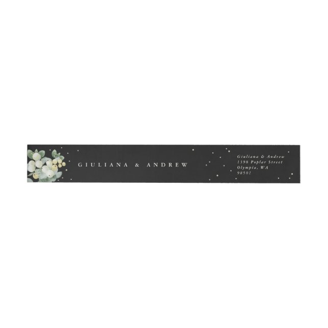 Black Snowberry+Eucalyptus Wedding Classic Wrap Around Label (Individual)