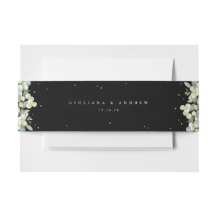Black Snowberry+Eucalyptus Wedding Landscape Invitation Belly Band