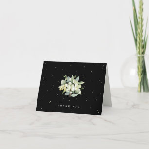 Black Snowberry+Eucalyptus Wedding Note Thank You Card