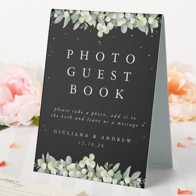 Black Snowberry+Eucalyptus Wedding Photo GuestBook (In SItu (Wedding))