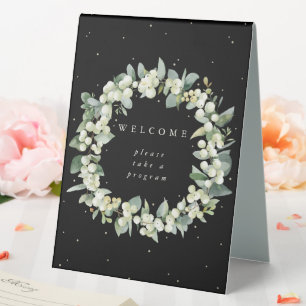 Black Snowberry+Eucalyptus Wedding Program