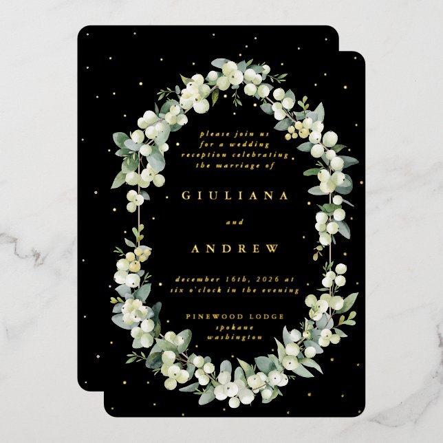 Black Snowberry+Eucalyptus Wedding Reception Only (Front/Back)