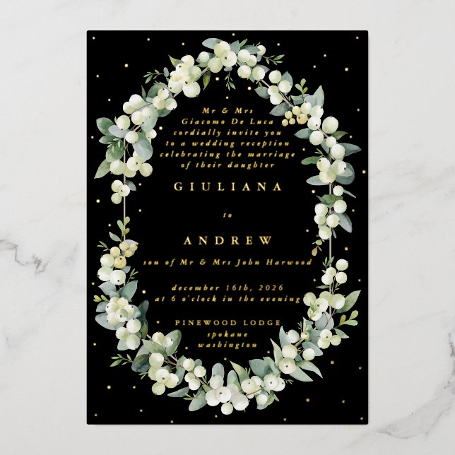 Black Snowberry+Eucalyptus Wedding Reception Only (Front)