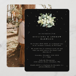 Black Snowberry+Eucalyptus Wedding Reception Photo Invitation