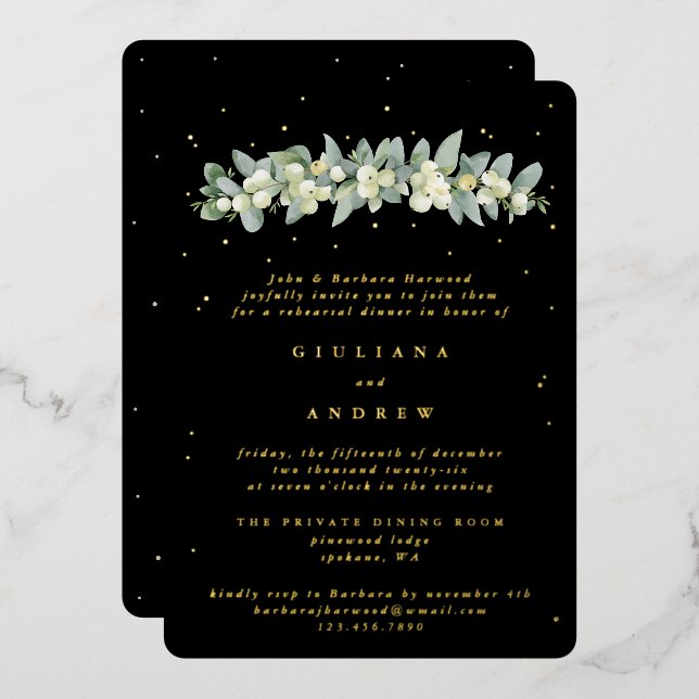 Black Snowberry+Eucalyptus Wedding Rehearsal (Front/Back)