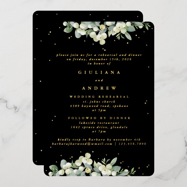 Black Snowberry+Eucalyptus Wedding Rehearsal (Front/Back)