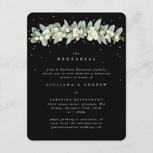 Black Snowberry+Eucalyptus Wedding Rehearsal Enclosure Card