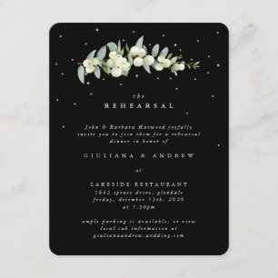 Black Snowberry+Eucalyptus Wedding Rehearsal Enclosure Card