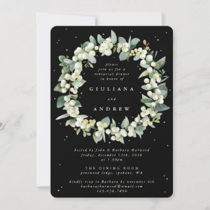 Black Snowberry+Eucalyptus Wedding Rehearsal Invitation