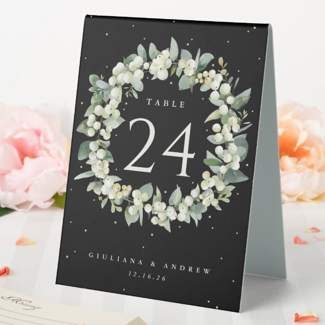 Black Snowberry + Eucalyptus Wedding Table Number (In SItu (Wedding))