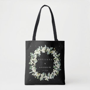 Black Snowberry+Eucalyptus Winter Wedding Tote Bag
