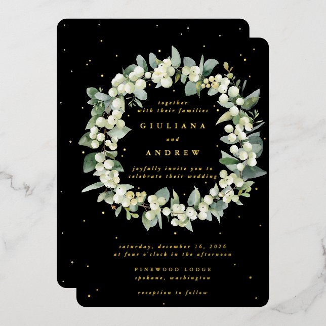 Black Snowberry+Eucalyptus Wreath Winter Wedding (Front/Back)
