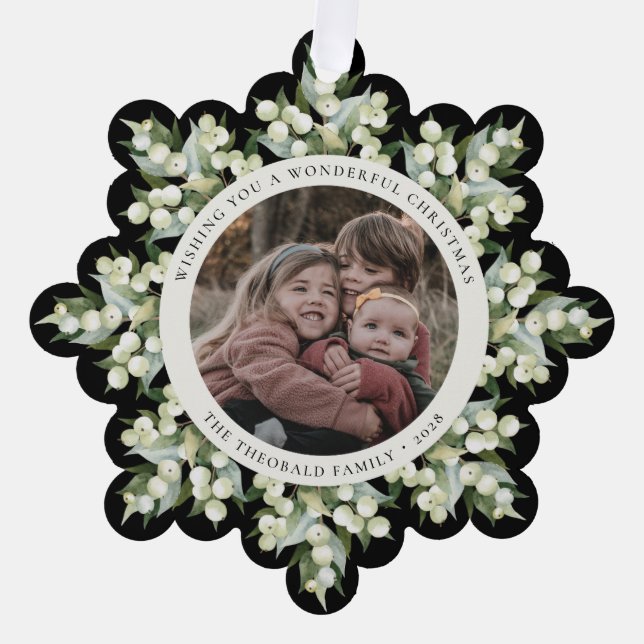 Black Snowberry+Greenery Christmas Paper Tree Decoration Card (Front)