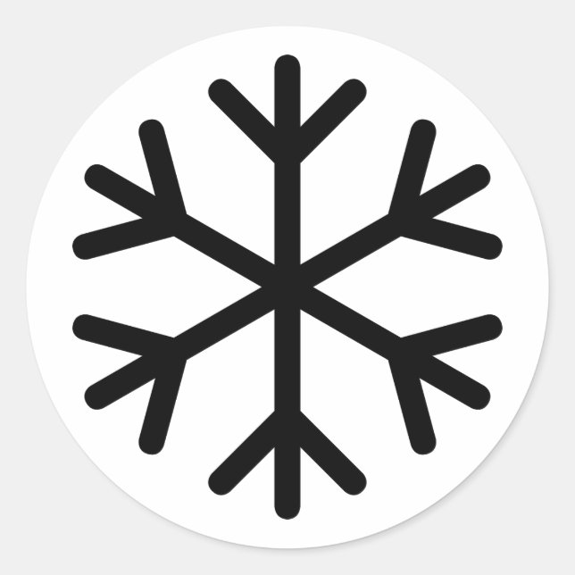 Black Snowflake Design Classic Round Sticker (Front)