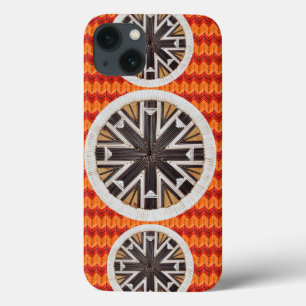Black Snowflakes and Orange Chevron iPhone 13 Case