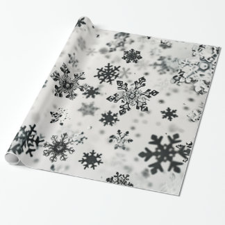 Black Snowflakes Christmas Wrapping Paper