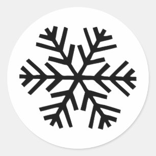 black snowflakes classic round sticker