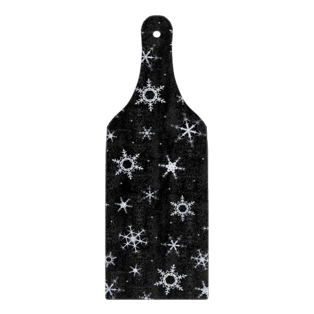 Black Snowflakes Cutting Board (Front)