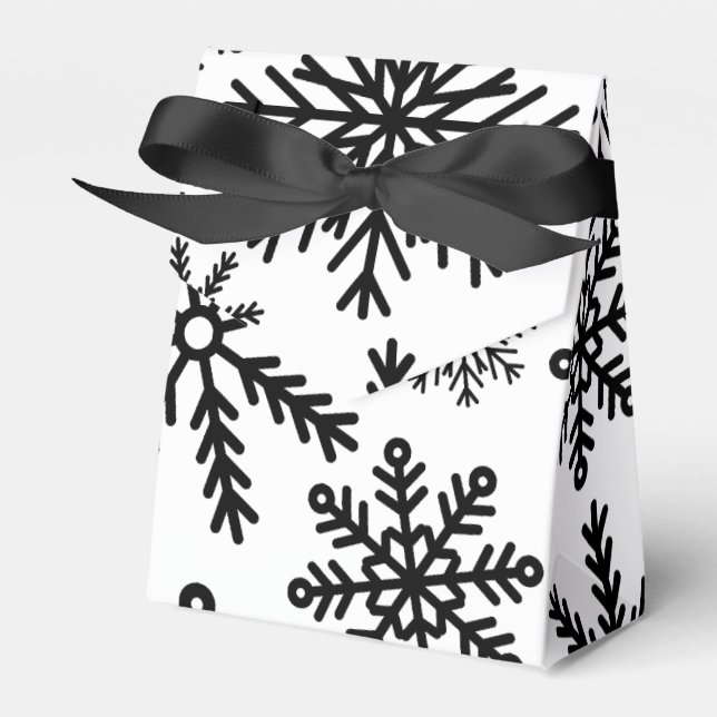 Black Snowflakes Favour Box (Front Side)