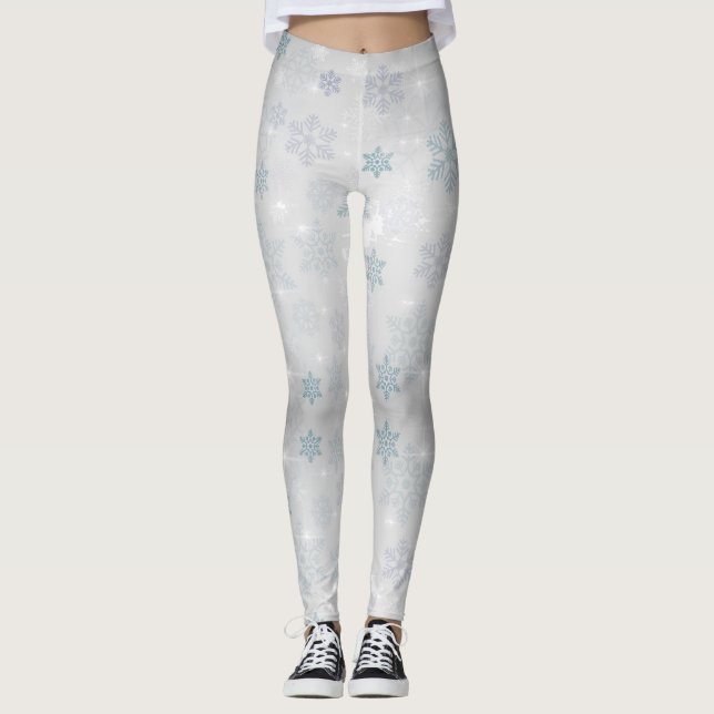 Black Snowflakes Leggings (Front)