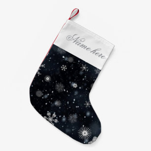 black snowflakes Personalised Christmas stocking