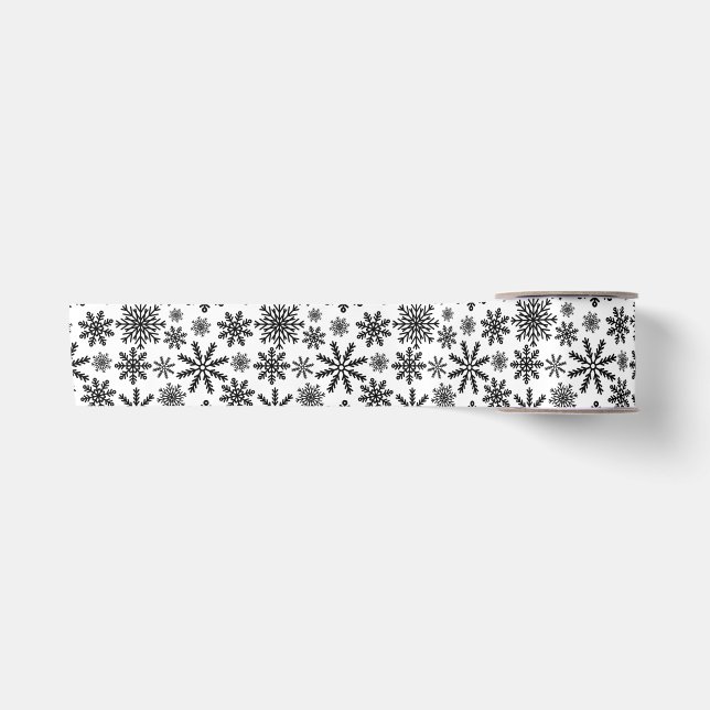 Black Snowflakes Satin Ribbon (Front)