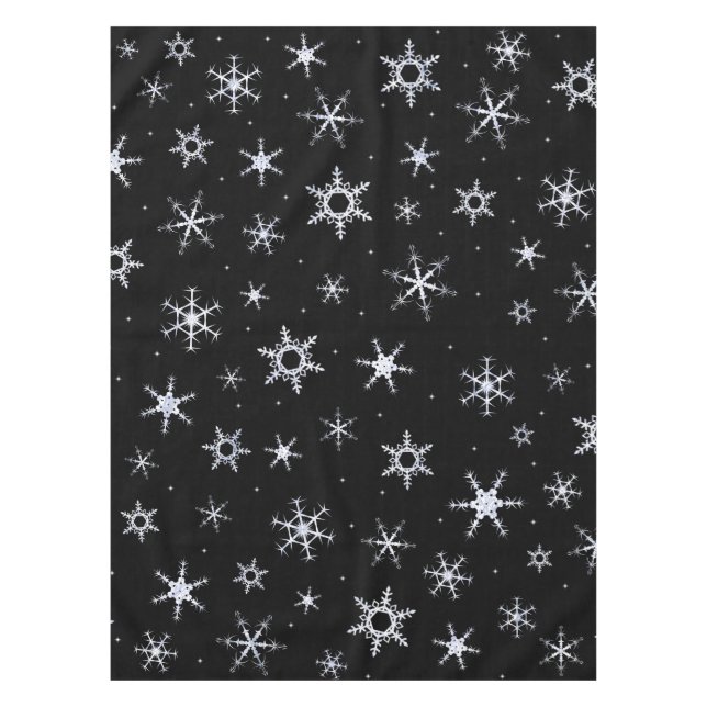 Black Snowflakes Tablecloth (Front)