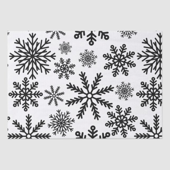 Black Snowflakes Tissue Paper (Front)