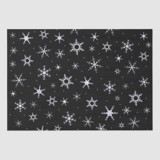 Black Snowflakes Tissue Paper (Front)