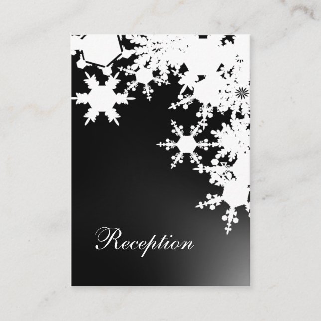 Black snowflakes winter wedding enclosure card (Front)