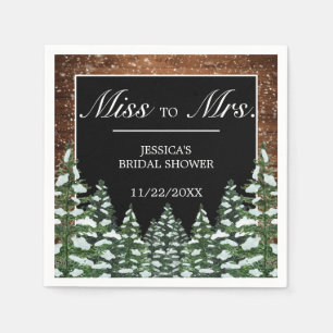 Black Snowy Wood & Forest Bridal Shower Ms to Mrs Napkin