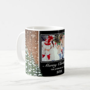 Black Snowy Wood & Forest Merry Christmas Photo Coffee Mug