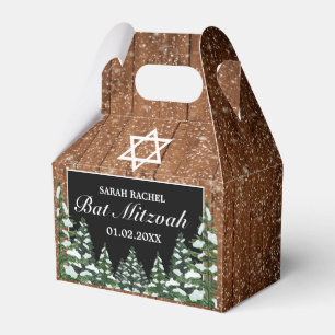 Black Snowy Wood & Forest Pine Bar Bat Mitzvah Favour Box